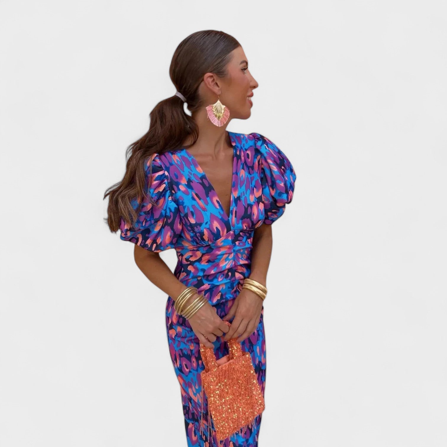 Dafne - Vestido midi estampado de arte