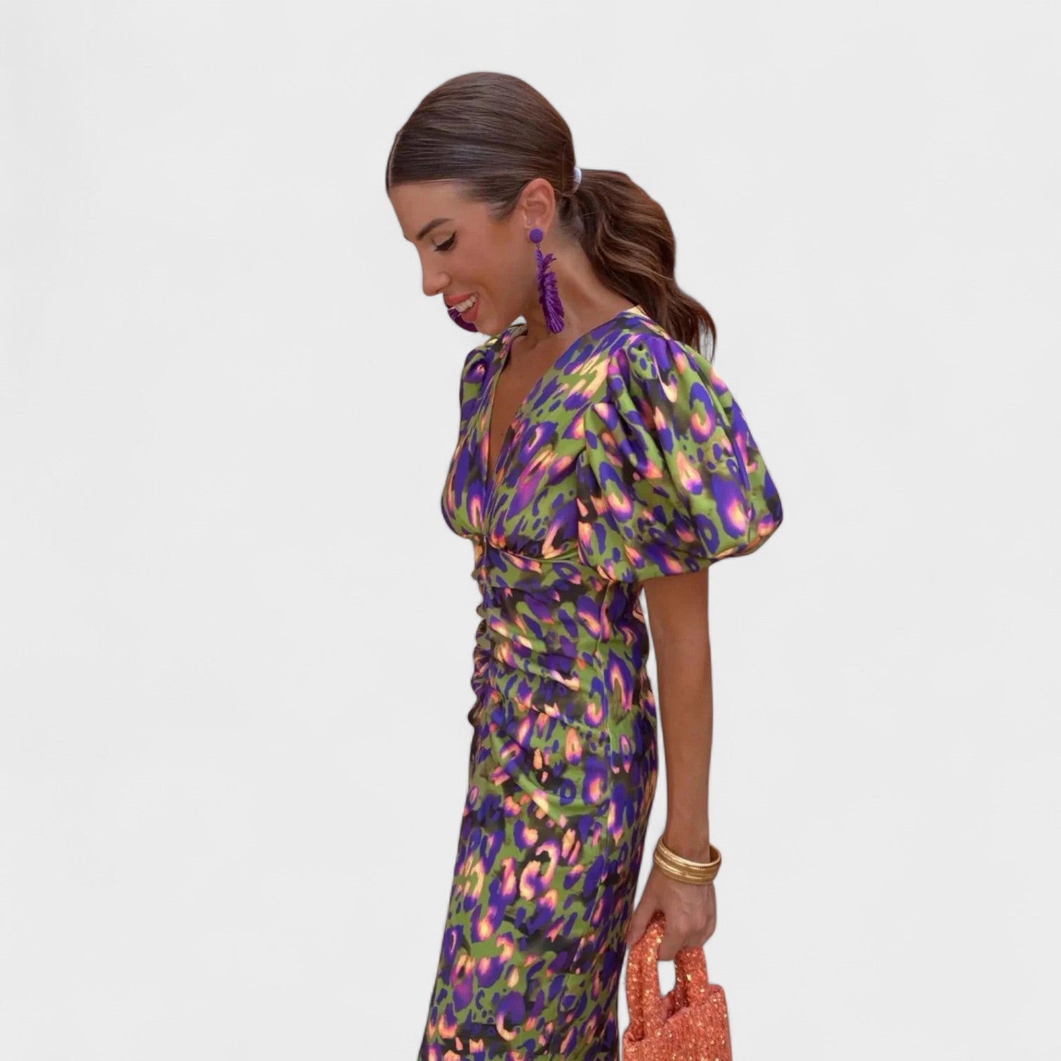 Dafne - Vestido midi estampado de arte