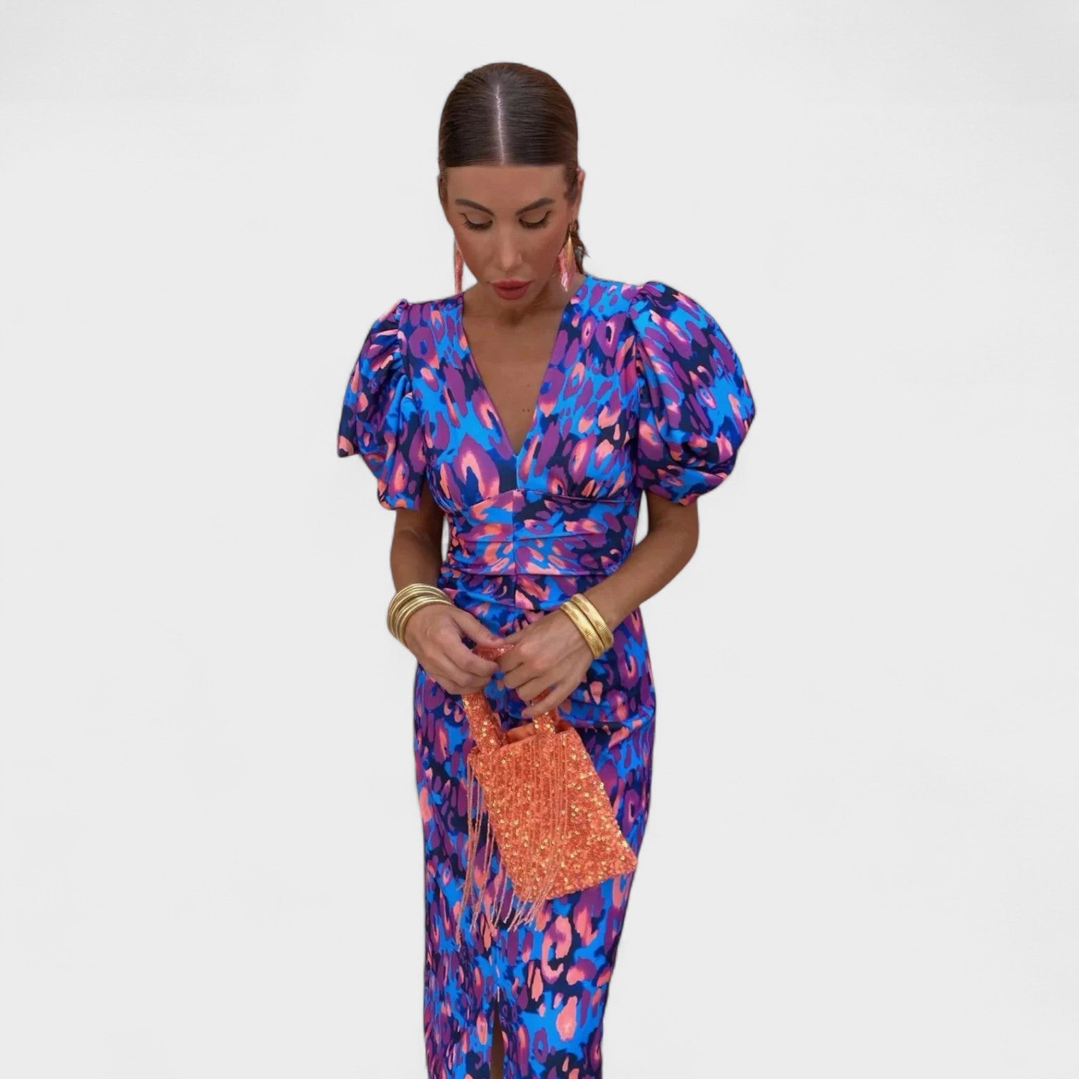 Dafne - Vestido midi estampado de arte