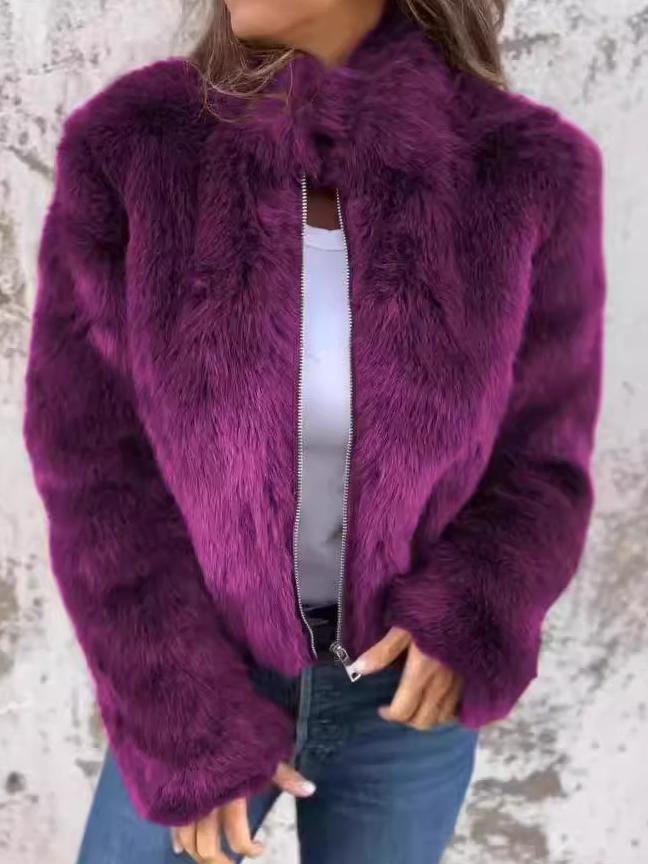 Zoe - Chaqueta corta de pelo sintético