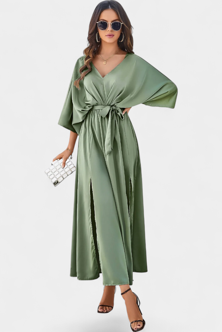 Milly - Vestido maxi de satén con lazo