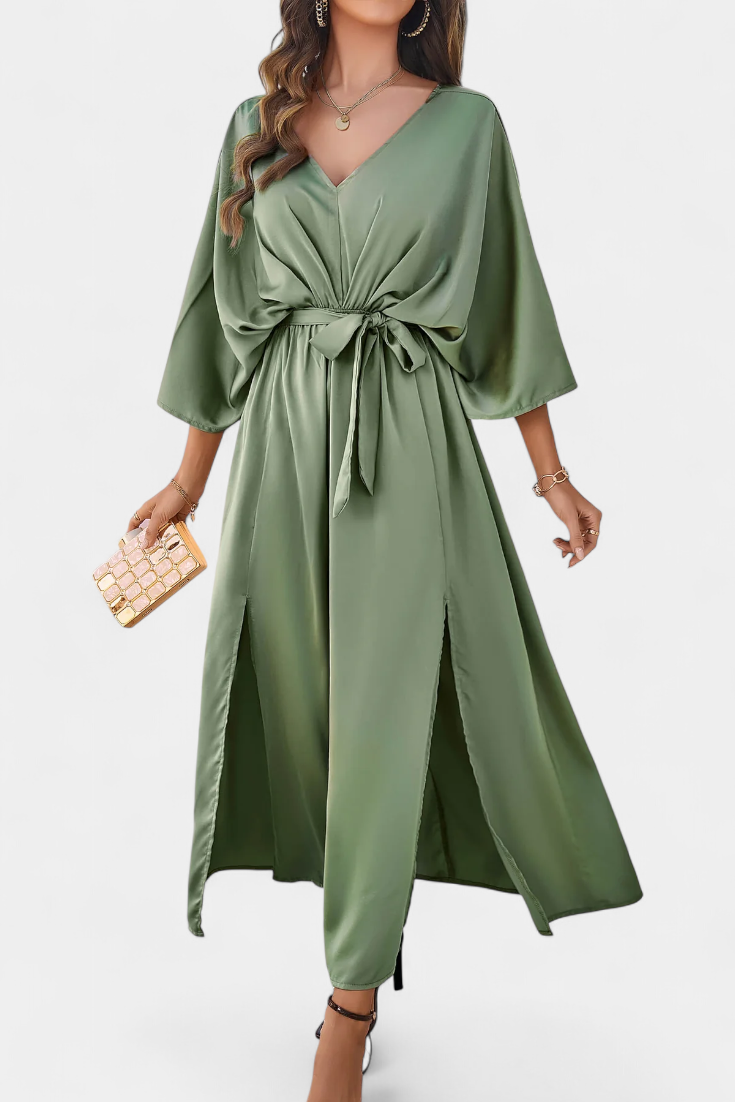 Milly - Vestido maxi de satén con lazo