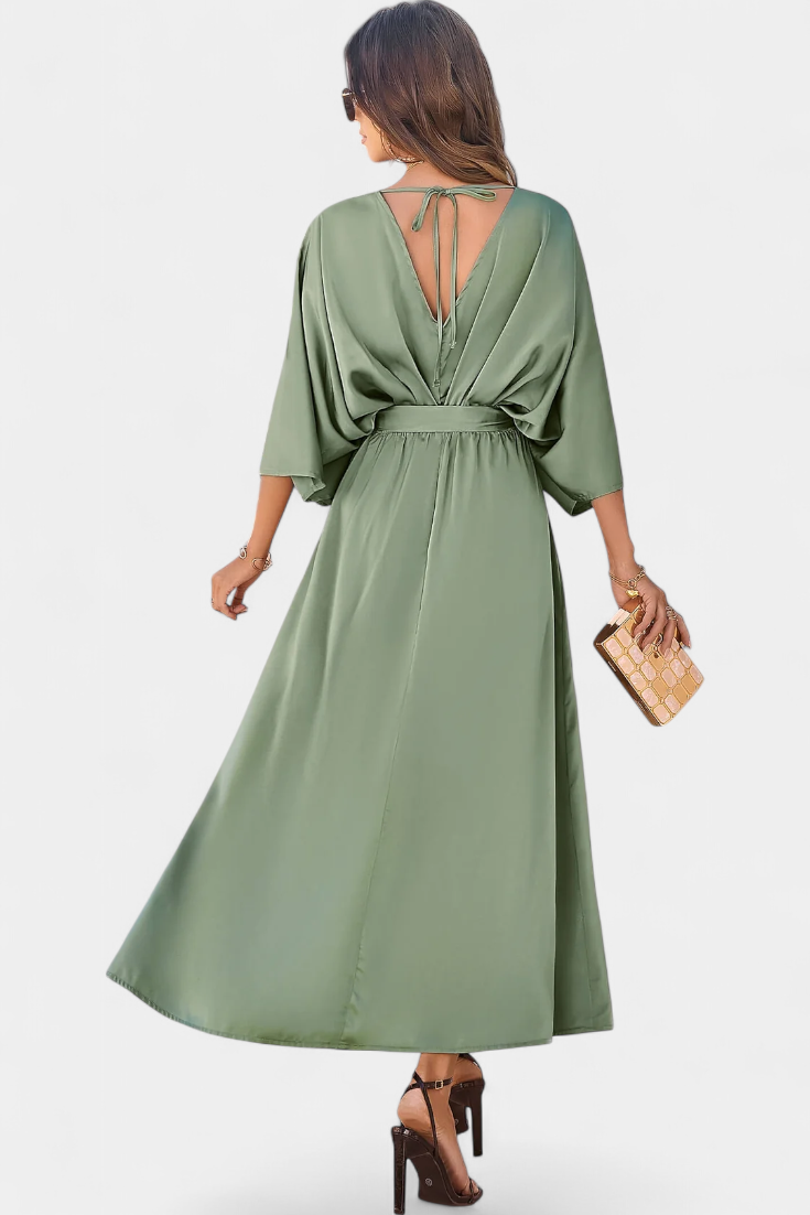 Milly - Vestido maxi de satén con lazo