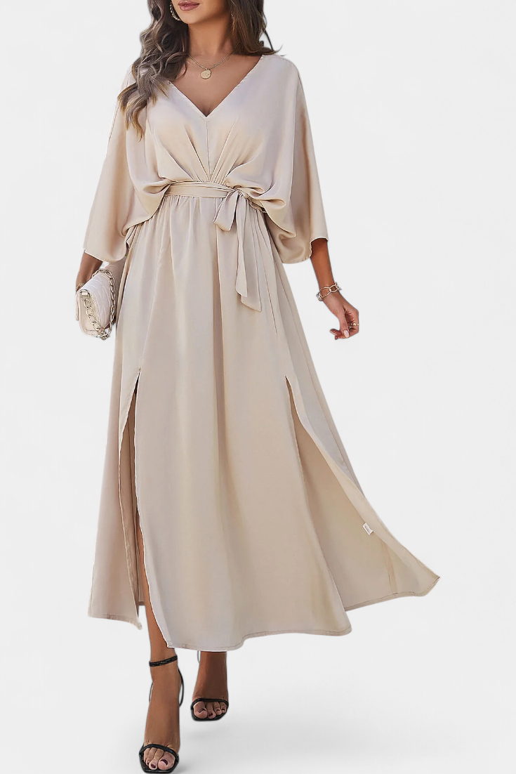 Milly - Vestido maxi de satén con lazo