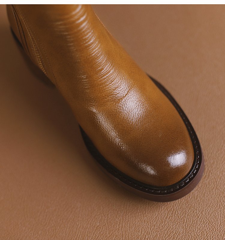 Irina - Botines de cuero con tacón grueso
