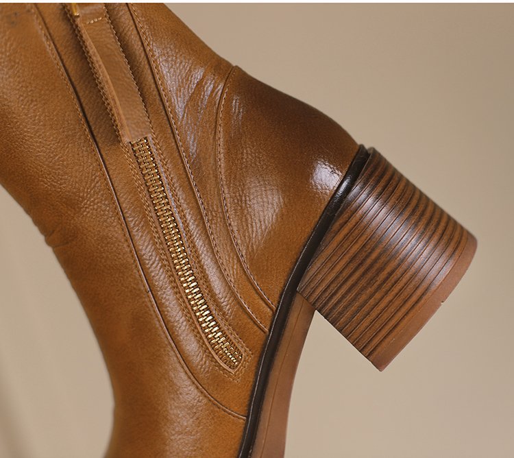 Irina - Botines de cuero con tacón grueso
