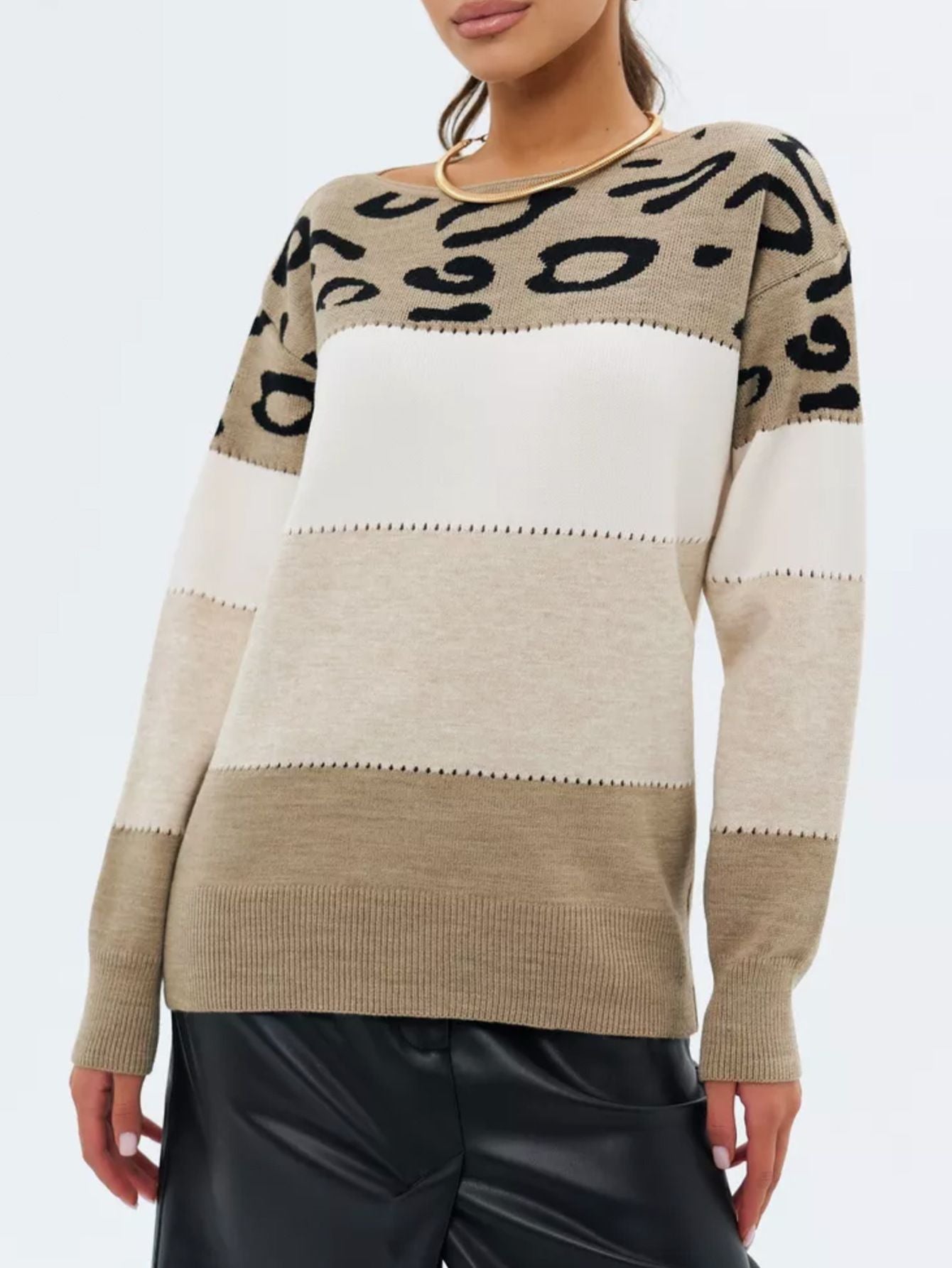 Sophie - Jersey de punto con estampado animal y bloques de color