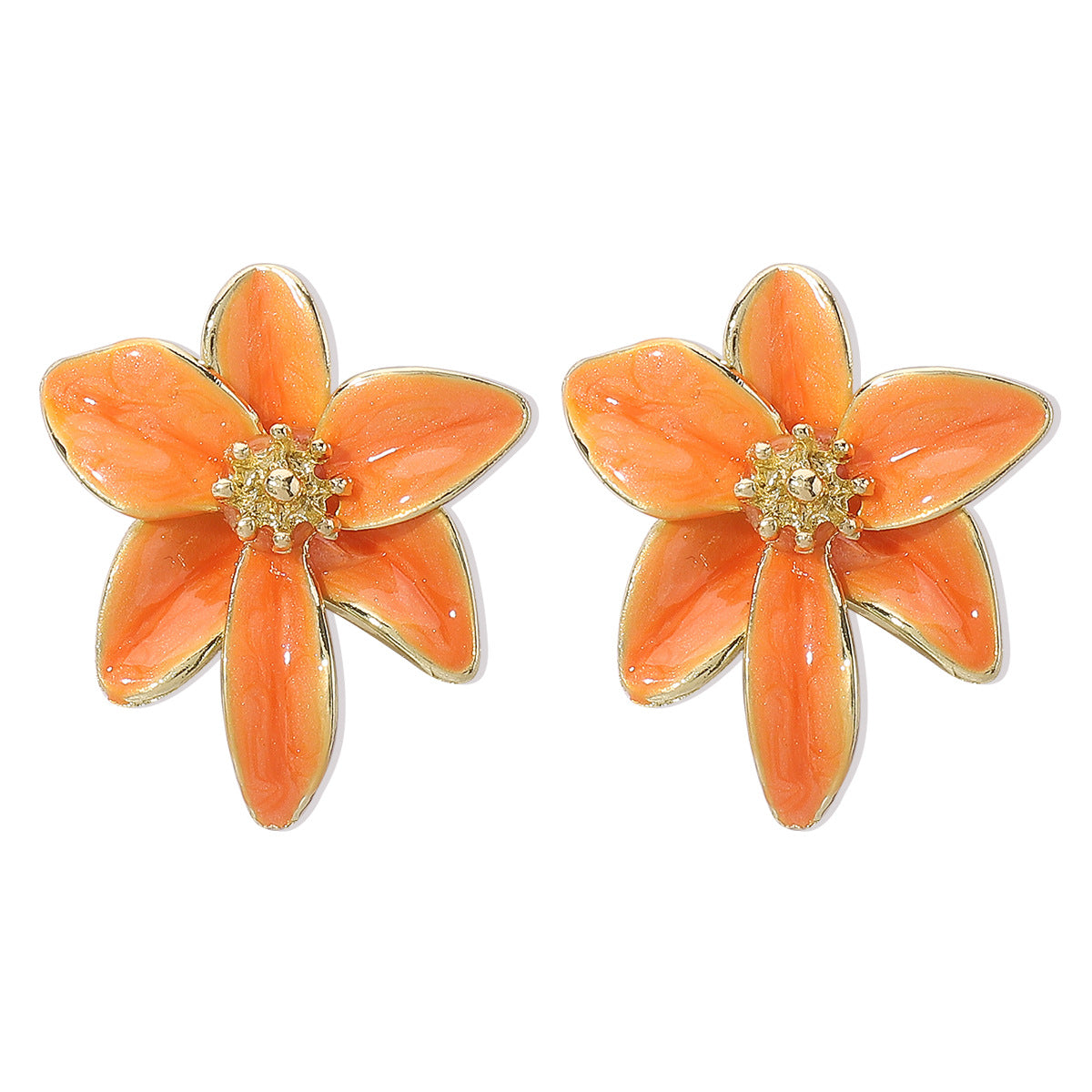 Iris - Pendientes llamativos de flores esmaltadas