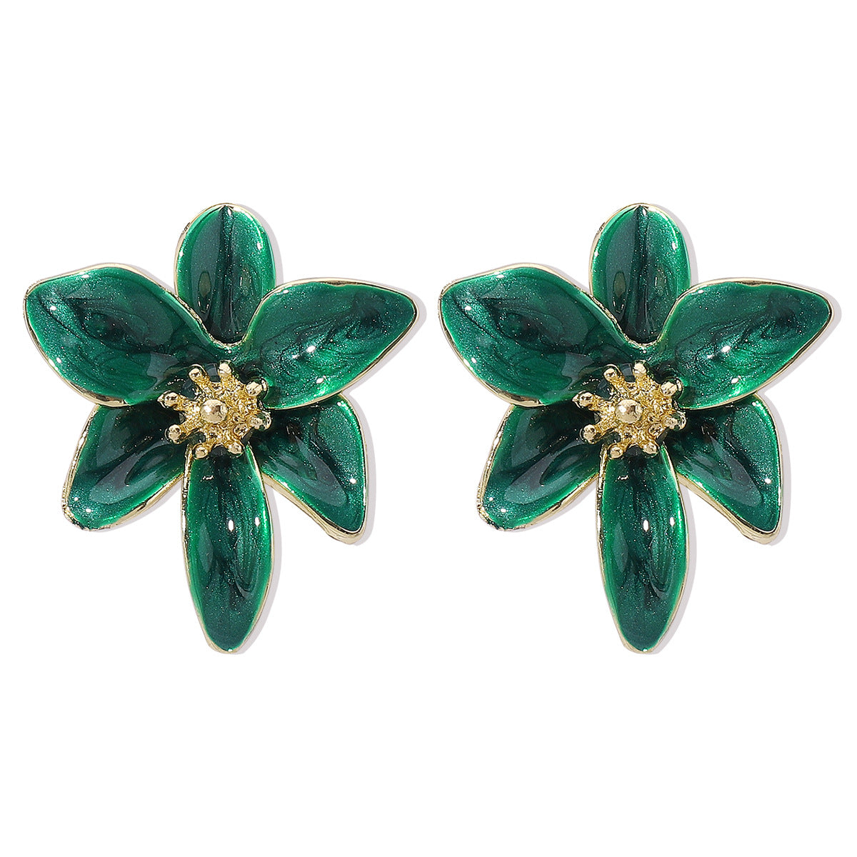 Iris - Pendientes llamativos de flores esmaltadas