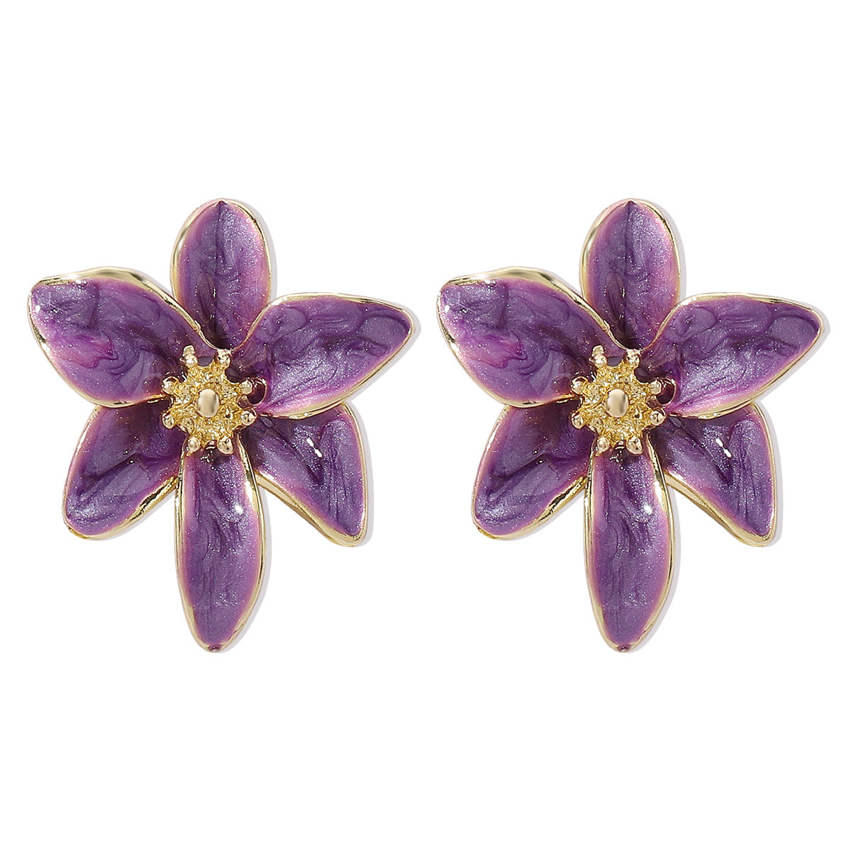 Iris - Pendientes llamativos de flores esmaltadas