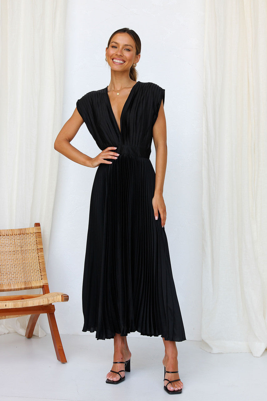 Mireia - Vestido plisado con escote en V profundo