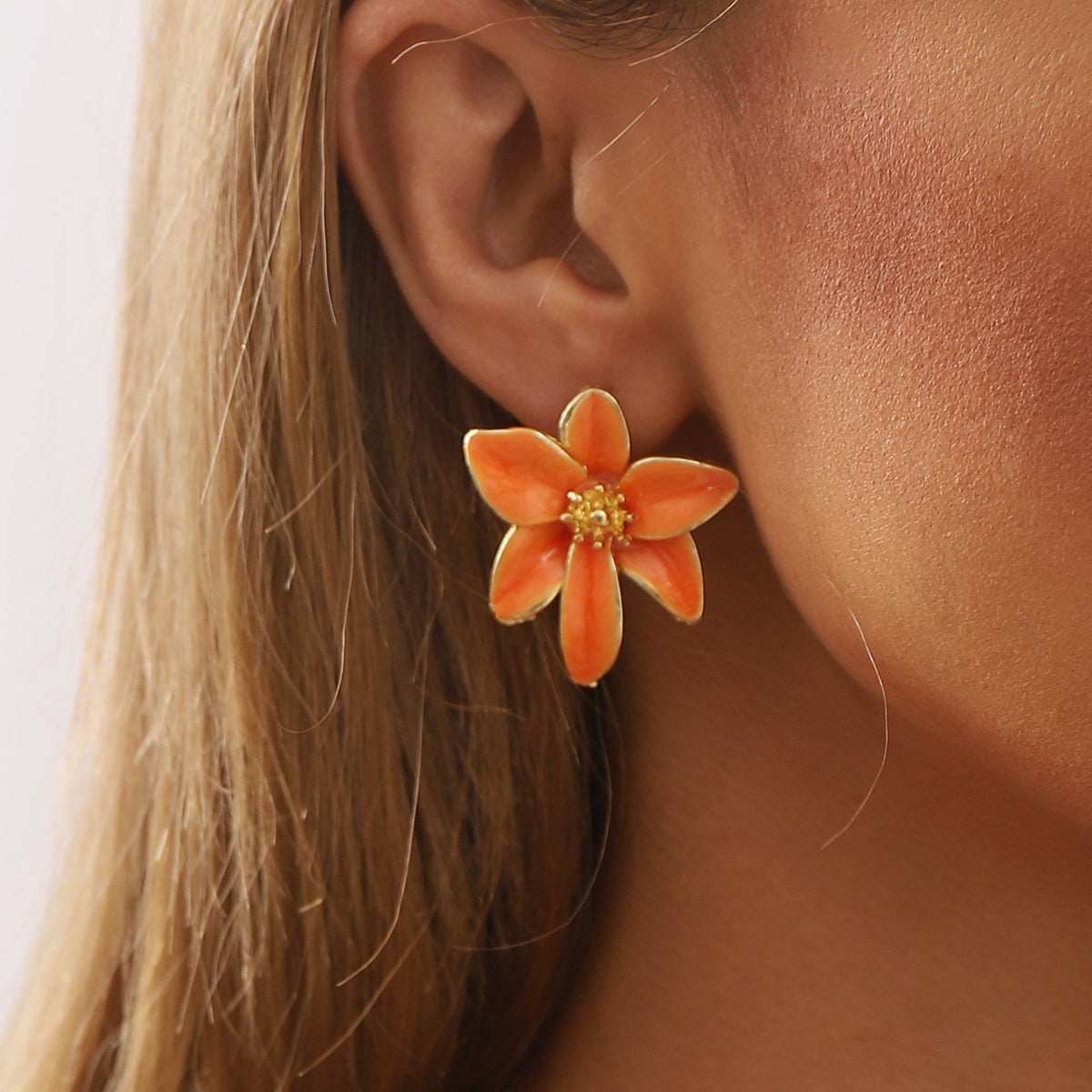 Iris - Pendientes llamativos de flores esmaltadas