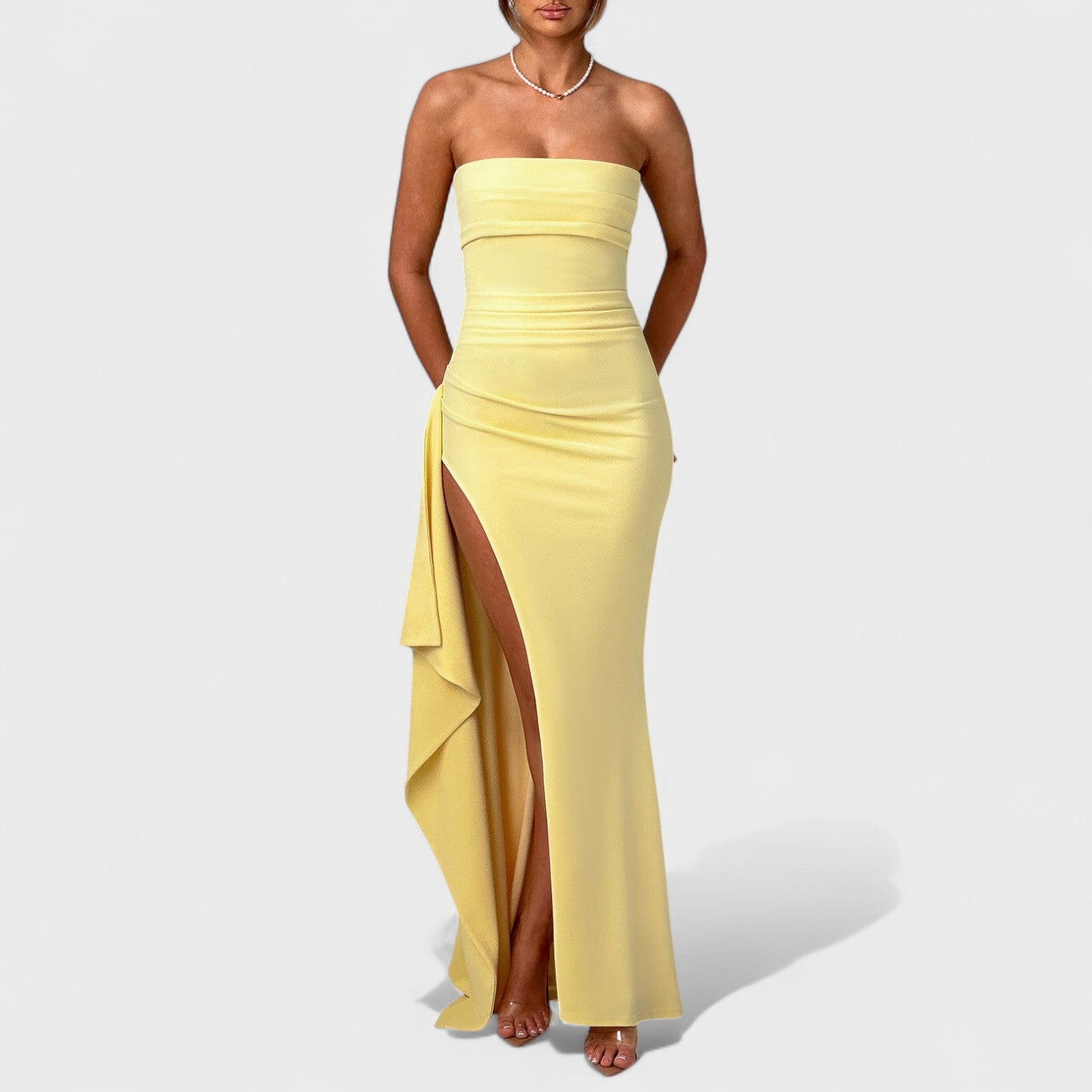 Zafira - Vestido maxi strapless glamour deslumbrante