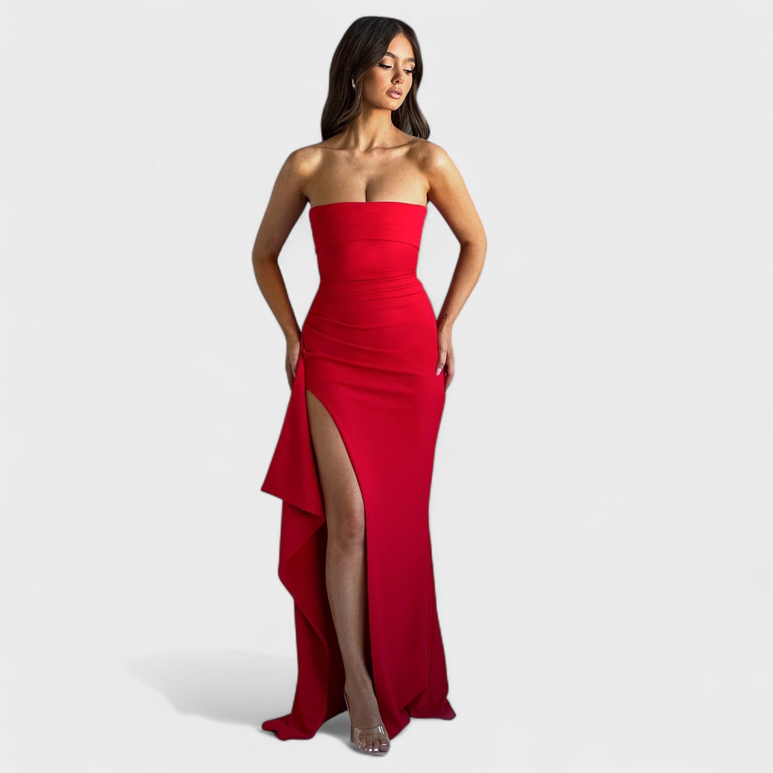 Zafira - Vestido maxi strapless glamour deslumbrante