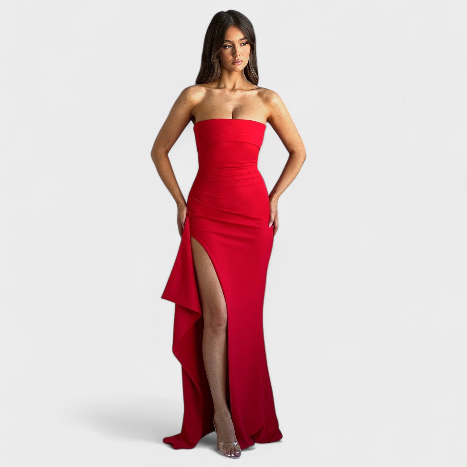 Zafira - Vestido maxi strapless glamour deslumbrante